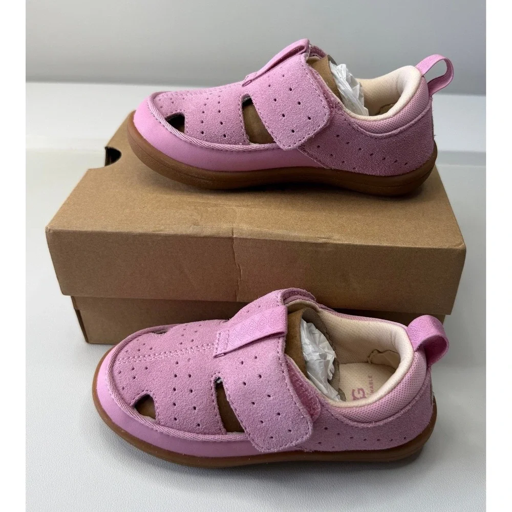 UGG Girls Adventurer Sandals Pink Rose Suede Washable 1166714T Size 9T NEW
